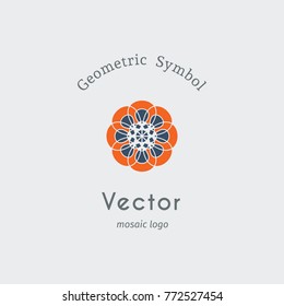 Geometric logo template. Vector mosaic symbol or emblem