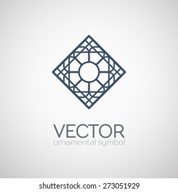 Geometric logo template. Vector ornamental lineart symbol