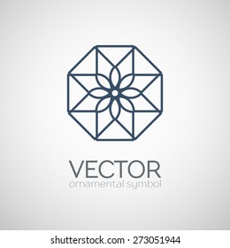 Geometric logo template. Vector ornamental lineart symbol