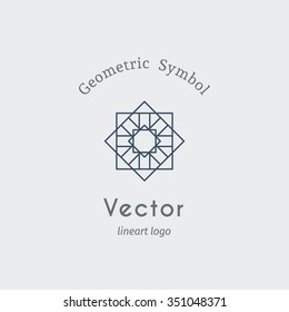 Geometric logo template. Vector ornamental lineart symbol