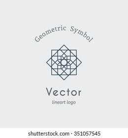 Geometric logo template. Vector ornamental lineart symbol