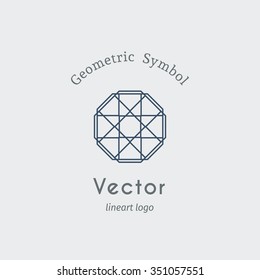Geometric logo template. Vector ornamental lineart symbol