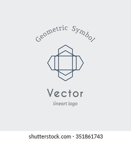 Geometric logo template. Vector ornamental lineart symbol