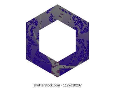 Geometric logo with a tree. Monochrome, colored hexagon icon with a picture.