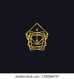 geometric logos, diamond geometric lines and crown logo inspiration. premium logo
