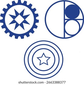 Geometric Logos Gear Fibonacci Sequence Star Shield