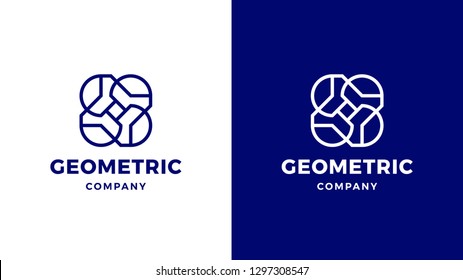 Geometric Logotype template, positive and negative variant, corporate identity for brands, blue product logo, vector design