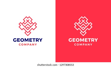 Geometric Logotype template, positive and negative variant, corporate identity for brands, red product logo, vector design