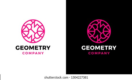 Geometric Logotype template, positive and negative variant, corporate identity for brands, circle product logo, vector design