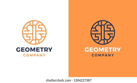 Geometric Logotype template, positive and negative variant, corporate identity for brands, circle product logo, vector design