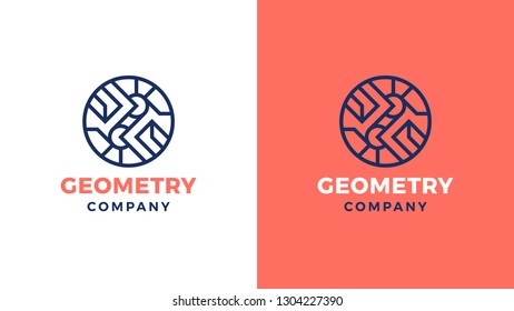 Geometric Logotype template, positive and negative variant, corporate identity for brands, circle product logo, vector design
