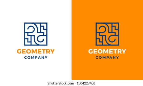 Geometric Logotype template, positive and negative variant, corporate identity for brands, square product logo, vector design