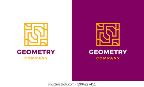 Geometric Logotype template, positive and negative variant, corporate identity for brands, square product logo, vector design
