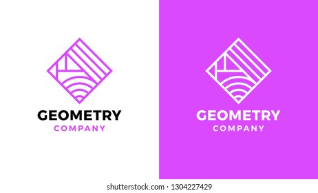 Geometric Logotype template, positive and negative variant, corporate identity for brands, square product logo, vector design