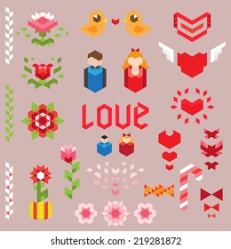 Geometric love collection.Romantic vector set 