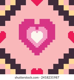 Geometric love heart seamless pattern illustration. Cute romantic pink hearts background print. Valentine's day holiday backdrop texture, romantic wedding design.