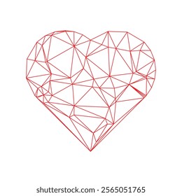 Geometric love heart with triangles. Vector illustration