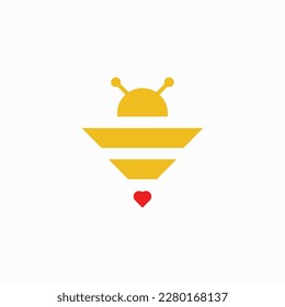 geometric love hive bee sign logo vector design template isolated on white background. 