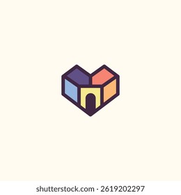 geometric Love home logo. Vector illustration home logo design with heart shape. modern logo design vector icon template 
