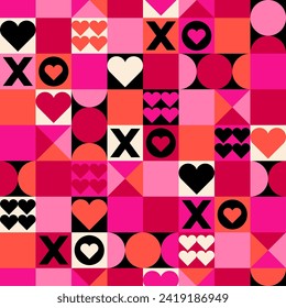 Geometric love symbols seamless square pattern design for valentine’s day.