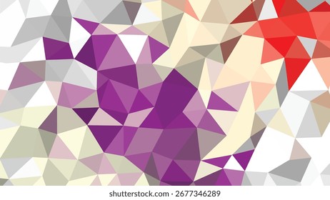 Geométrico bajo Poly Abstractas con patrón de fondo rojo blanco púrpura y beige de la paleta de colores