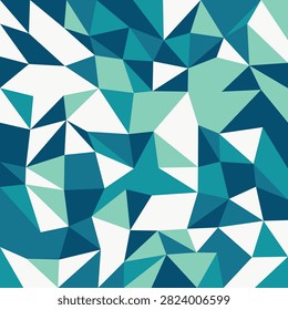 Geometric low poly background with abstract triangles in shades of teal, blue, and white. Clean and dynamic vector pattern suitable for corporate presentations, tech designs, and modern banners.