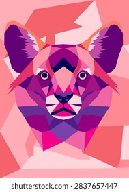 Geometric Low Poly Cougar Illustration