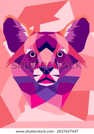 Geometric Low Poly Cougar Illustration