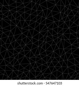 Geometric low poly graphic. Background of triangular facets. Black vector pattern.