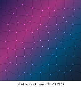 Geometric low poly graphic pattern made out of rectangle facets with shiny lights.Use for cover design,technology concept,decoration.Elegant colorful background. Vector illustration abstract pattern