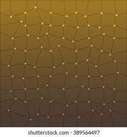 Geometric low poly graphic pattern made of rectangle facets with shiny lights.Use for cover design,technology concept works,decoration.Elegant brawn background. Vector illustration abstract 