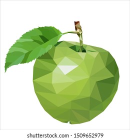 geometric low poly green apple illustration