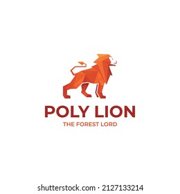 Geometric low poly lion logo vector template isolated on white background