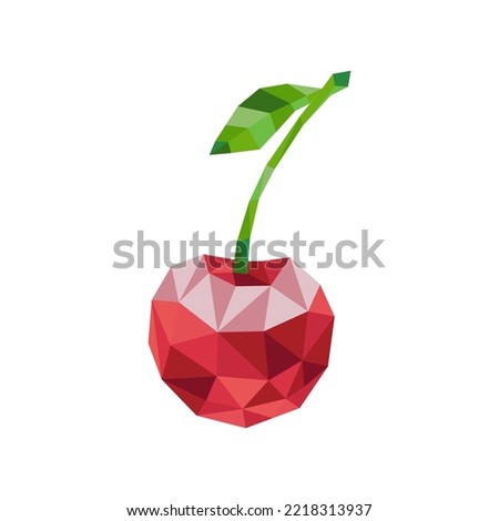 Geometric low poly red cherry logo icon vector illustration