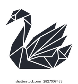 Geometric low poly swan bird silhouette icon with geometric polygonal wildlife graceful abstract