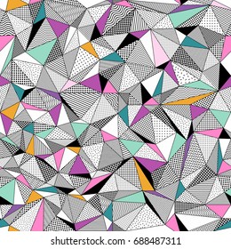Geometric low poly triangle seamless pattern. Vector background