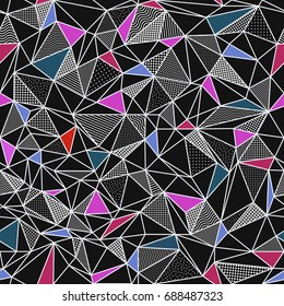 Geometric low poly triangle seamless pattern. Vector background