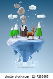 Geometric, Low Poly Winter Landscape