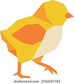 Geometric low poly yellow chick illustration