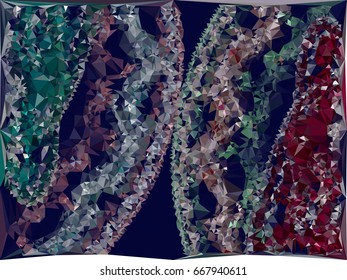Geometric low polygonal background. Abstract multicolor mosaic backdrop. Design element for book covers, presentations layouts, title backgrounds. Vector clip art.
