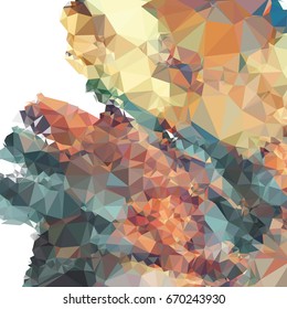 Geometric low polygonal background. Abstract multicolor mosaic backdrop. Design element for book covers, presentations layouts, title backgrounds. Vector clip art.
