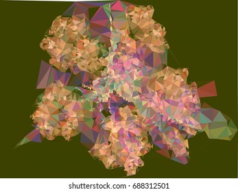 Geometric low polygonal background. Abstract mosaic backdrop in green tone. Design element for book covers, presentations layouts, title backgrounds. Vector clip art.