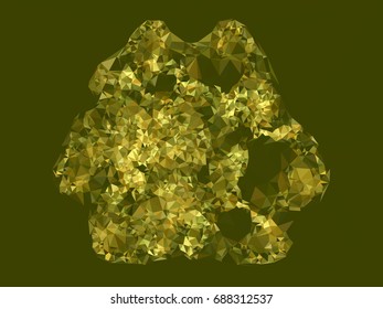 Geometric low polygonal background. Abstract mosaic backdrop in green tone. Design element for book covers, presentations layouts, title backgrounds. Vector clip art.