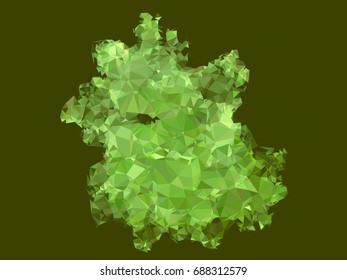 Geometric low polygonal background. Abstract mosaic backdrop in green tone. Design element for book covers, presentations layouts, title backgrounds. Vector clip art.