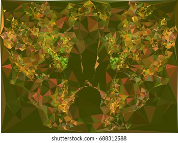 Geometric low polygonal background. Abstract mosaic backdrop in green tone. Design element for book covers, presentations layouts, title backgrounds. Vector clip art.