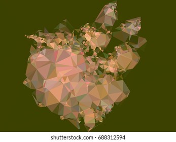 Geometric low polygonal background. Abstract mosaic backdrop in green tone. Design element for book covers, presentations layouts, title backgrounds. Vector clip art.