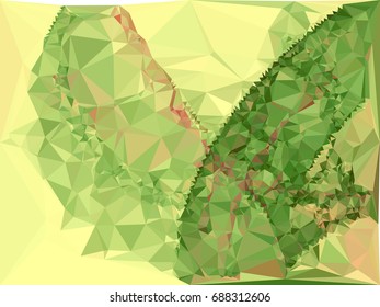 Geometric low polygonal background. Abstract mosaic backdrop in green tone. Design element for book covers, presentations layouts, title backgrounds. Vector clip art.