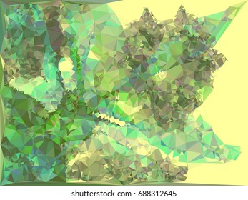 Geometric low polygonal background. Abstract mosaic backdrop in green tone. Design element for book covers, presentations layouts, title backgrounds. Vector clip art.