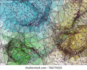 Geometric low polygonal background. Abstract mosaic backdrop. Design element for book covers, presentations layouts, title backgrounds. Vector clip art.