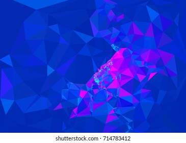 Geometric low polygonal background. Abstract mosaic backdrop in blue color. Design element for book covers, presentations layouts, title backgrounds. Vector clip art.